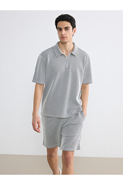 LC Waikiki Peak New Season Polo Neck Striped Combed Cotton Men's T-Shirt