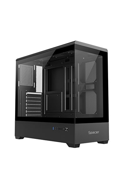 Spacer CARCASA - gaming, Middle Tower, ATX, "NAUTILUS", fara sursa, sticla se...