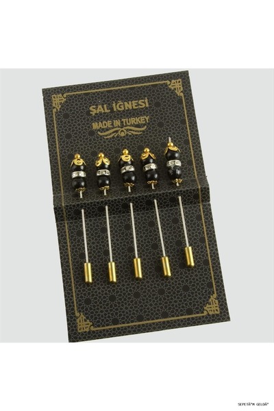 ZERO LAND Spt-Gld 5 Pieces Bead Shawl (42838) Needle Black