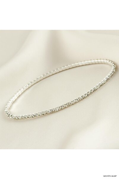ZERO LAND Spt-Gld 2 mm Tiny Strip Stone Watercourse Bracelet (42957) Silver C...