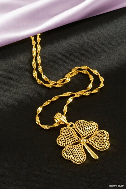 ZERO LAND Spt-Gld Clover Plated (40025) Necklace Yellow