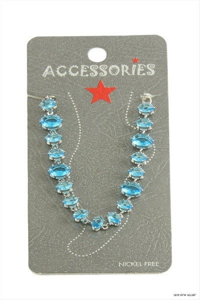 ZERO LAND Spt-Gld Savoroski Zircon Stone (40109) Anklet Blue