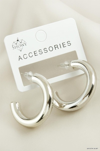 ZERO LAND Spt-Gld Boru Tr Ring Metal Earrings (50105) Silver Color