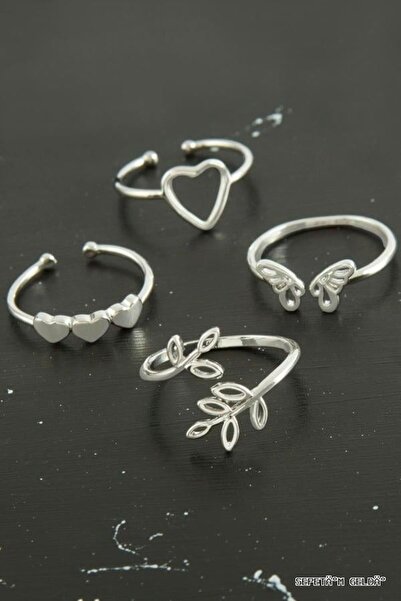 ZERO LAND Spt-Gld Mixed Luxury Steel Joint Ring 1 Piece (52924) Silver Color