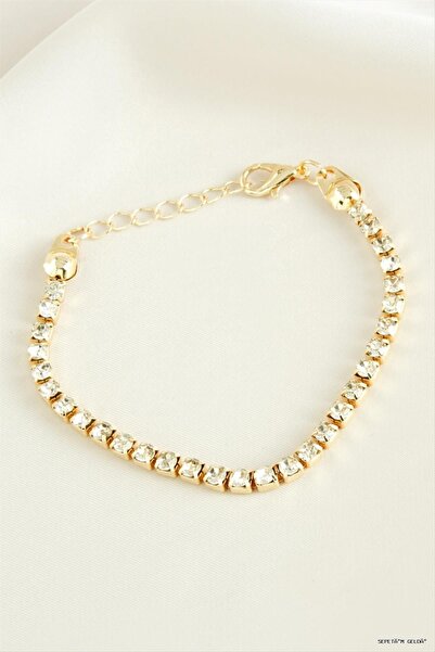 ZERO LAND Spt-Gld Stripe Stone Waterway (50556) Bracelet Yellow