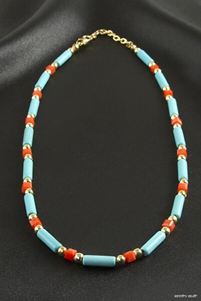 ZERO LAND Spt-Gld Turquoise Beads (44815) Crystal Necklace