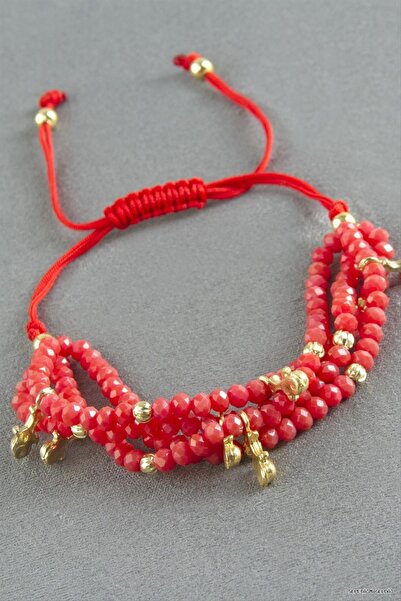 ZERO LAND Spt-Gld 4-Piece Mixed Crystal (44900) Bracelet Red