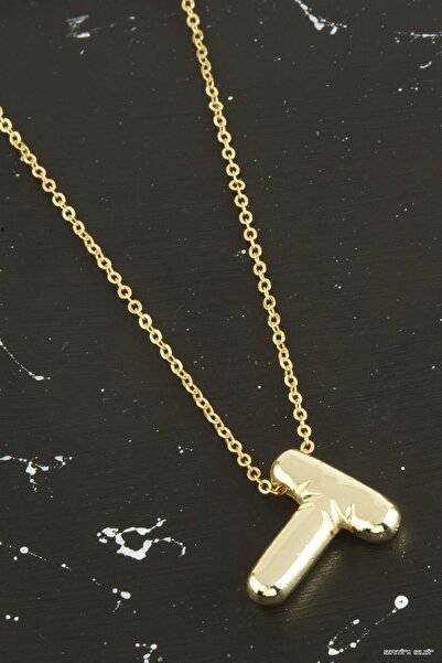 ZERO LAND Spt-Gld Letter t Balloon (53841) Necklace Yellow