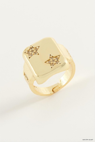 ZERO LAND Spt-Gld Star Zircon Stone (45549) Ring Yellow