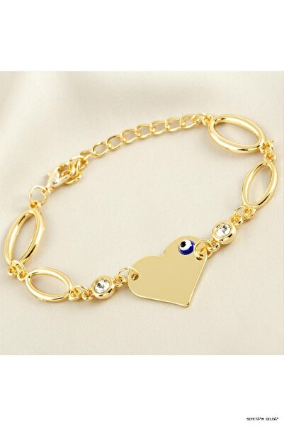 ZERO LAND Spt-Gld Heart Name Engravable Blank Plate with Stones (51841) Brace...