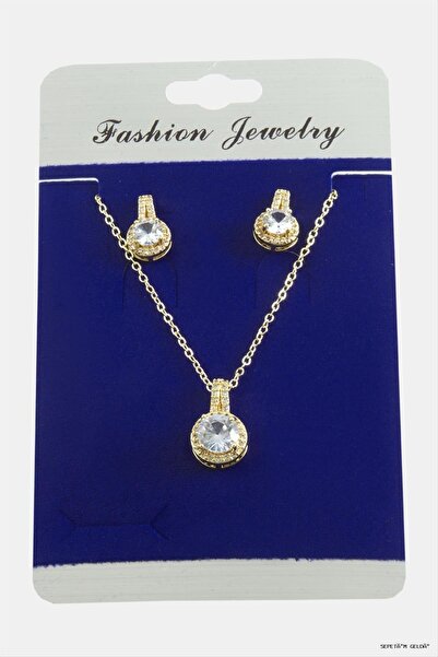 ZERO LAND Spt-Gld Round Zircon Stone Set Necklace (52956) Silver Color