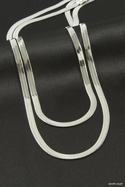 ZERO LAND Spt-Gld Italian Irli Double Steel Necklace (50742) Silver Color