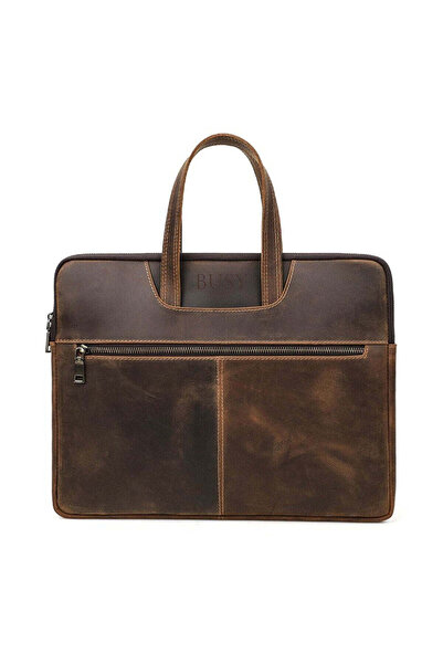 Busy Ldy & Gtm Laptop bag 15inch made of Crazy Horse leather, slim, business,...