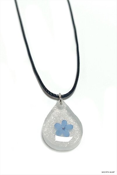 ZERO LAND Spt-Gld Forget Me Not Flower Drop Epoxy (45536) Pendant White