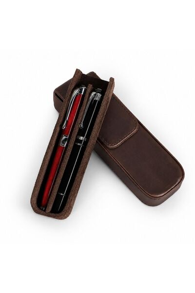 Busy Ldy & Gtm Etui premium pentru pixuri, din piele Crazy Horse, pentru 2 pi...