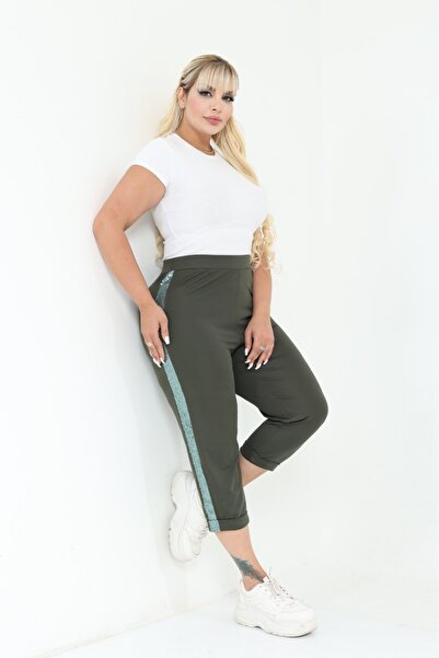 Esina Women's Diving / Scuba Fabric Capri Pants with Sequins
