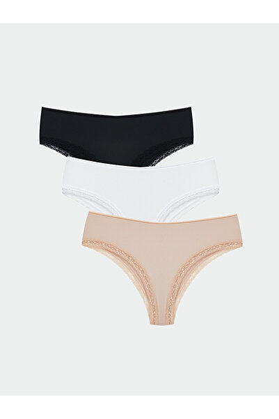 LC Waikiki Vizyon New Season Lace Detailed Brazilian Panties 3-Pack