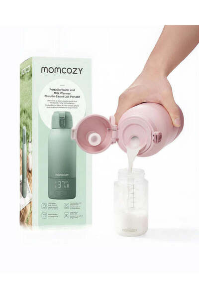 Momcozy Taşınabilir Anne Sütü ve Su Isıtıcı – 500 ml, Şarjlı, Kablosuz, Hızlı Isıtma (Pembe renk)