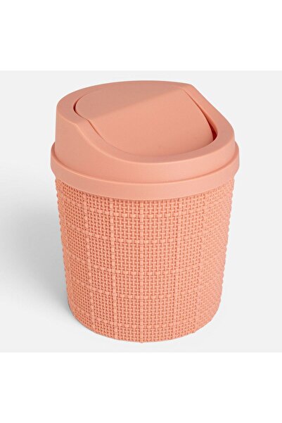 OEM Cos de Gunoi pentru Birou Dusty Pink cu Model Impletit & Capac Ø13,6x17cm...