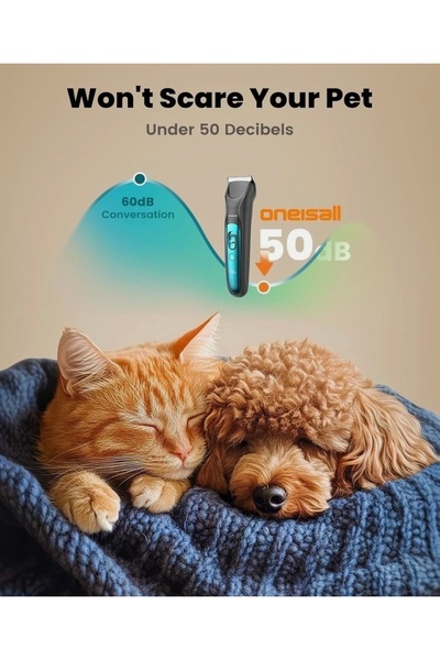 oneisall 4'ü 1 Arada Sessiz Köpek Kedi Tıraş Makinesi LED Işıklı, 2000 Mah Şarjlı, Tırnak ve Pati Tıraş Aleti