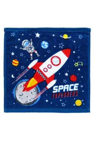 OEM Prosopel din Bumbac Albastru Spatiu pentru Baieti 30x30cm