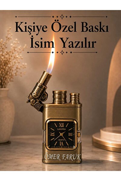 TrendÜrünlerim Erkek Premium Ürün Kişiye Özel Saatli İsimli Çakmak