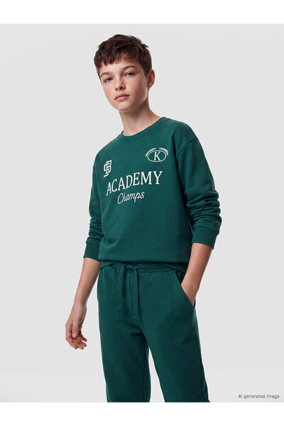 LC Waikiki Green Printed Boys' Tracksuit Set