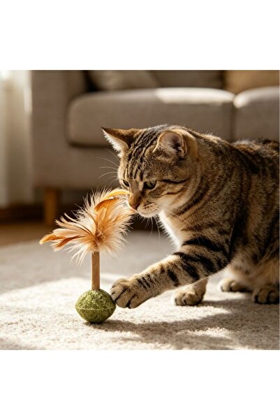 idei Tumbler toy for cats with catnip and feathers L4*W3 cm, natural chew toy...