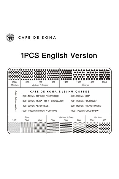Choice بطاقة مرجعية لطحن قهوة CAFEDE KONA، 200-1700 ميكرومتر، أداة تحويل القه...