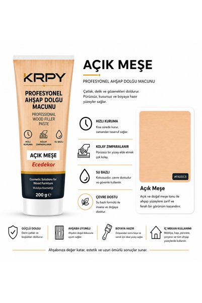 KRPY Açık Meşe Tamir Macunu Mobilya Ahşap Tamir Parke Macunu 200gr