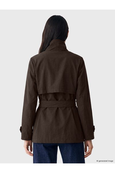 LC Waikiki Brown Stand Collar Belted Women's Trench Coat