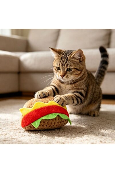 idei Hamburger-shaped cat Plush toy L11*W6 cm, soft toy, interactive accessor...