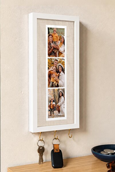 Postifull Kişiye Özel Tablo Anahtarlık, Photobooth Stili Beyaz Fotoğraf Çerçe...