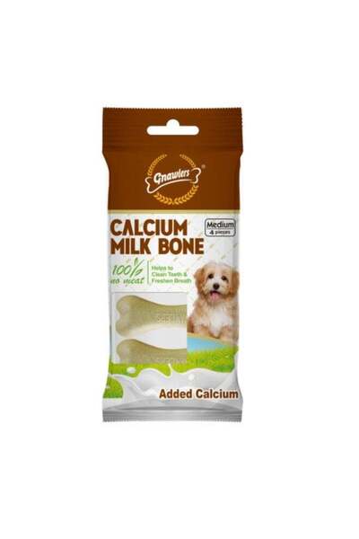 Gnawlers Premium Calcium Milk Bone Dog Treats, Chewy Dental Snack with Milk F...
