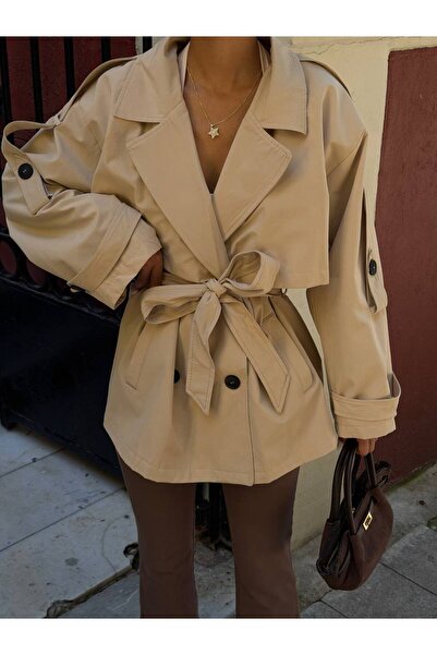 Helen Goods New Season Women's Midi Length Oversized Trench Coat with Belted ...