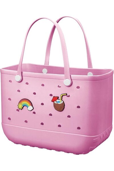 GENERAL Large Waterproof Rubber Tote Bag for Women Washable Travel Bag for Wo...