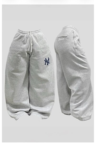 Köstebek Gray Melange Ny Embroidered Baggy Sweatpants