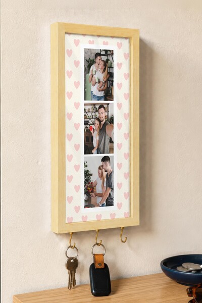 Postifull Kişiye Özel Tablo Anahtarlık, Photobooth Stili Bej Fotoğraf Çerçeve...