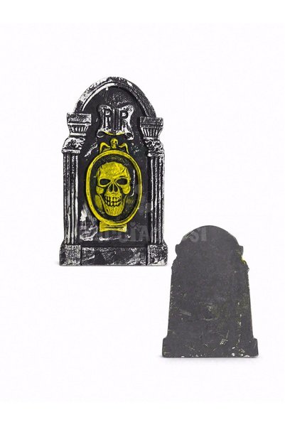 Parti Adresi Halloween Kuru Kafalı Mezar Taşı Dekoru – Strafor Cadılar Bayramı Süsü 30x49 cm