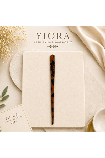 yiora Premium Seri Desenli Asetat Kemik Saç Topuz Tokası 18 cm – Fransız Model Çubuk Toka