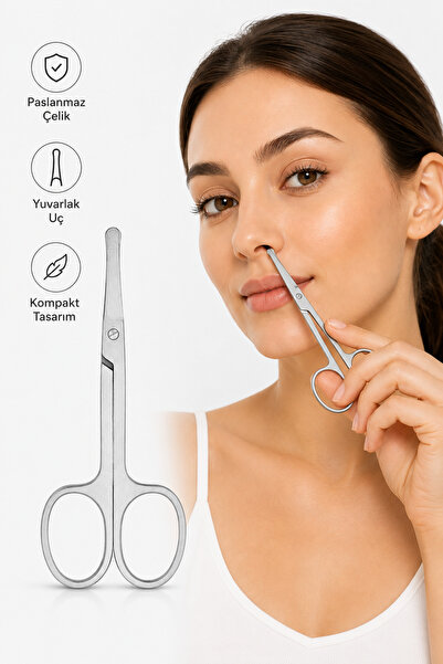 shaping beauty Burun Kılı Makası Kaş ve Kulak Kılı Temizleme Makası Paslanmaz...