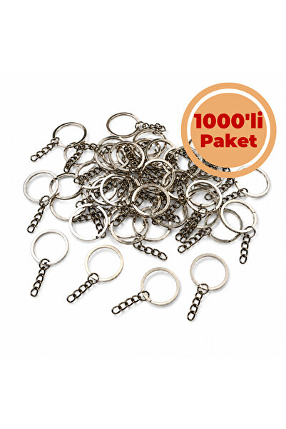 Renk İthalat Anahtarlık Halkası Gümüş 1000'li Paket Zincirli Makrome Amigurum...