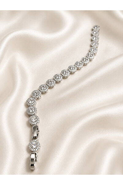 VIP Silver Taşlı Round Bileklik