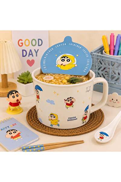 hediyeofisi Hediye Ofisi Shinchan Kapaklı Büyük Noodle Kasesi – Kaşıklı Seram...