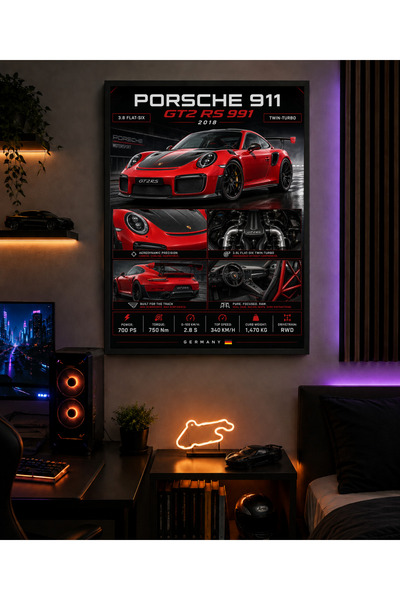 Miutic Print Studio Tablou decorativ auto Porsche 911 GT2 RS 991 2018, Tablou...