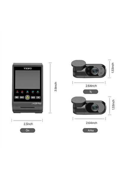Viofo A229 Plus 2K 1080P 3 Kameralı HDR Sony Starvis 2 Sensörlü Wİ-Fi GPS'li Araç Kamerası