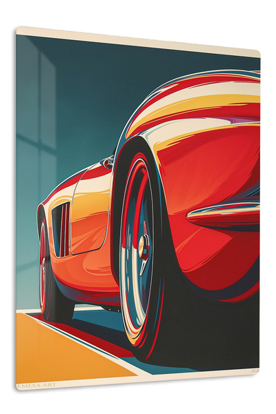 Emesa Art Orange Sports Car Wheel Retro Metal Wall Art