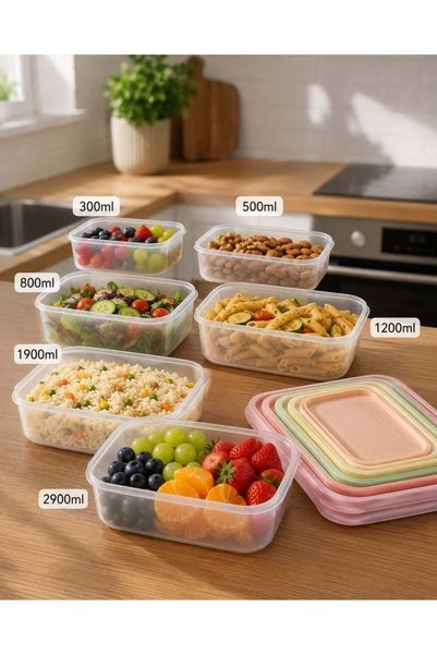Bee Home Rectangular Food Container Transparent Storage Container Set of 6-Piece -300, 500,800,1200,1900& 2900ml
