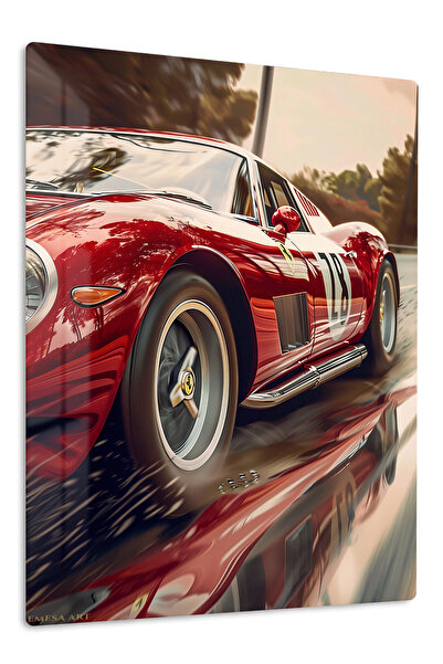 Emesa Art Red Vintage Sports Car Metal Wall Art