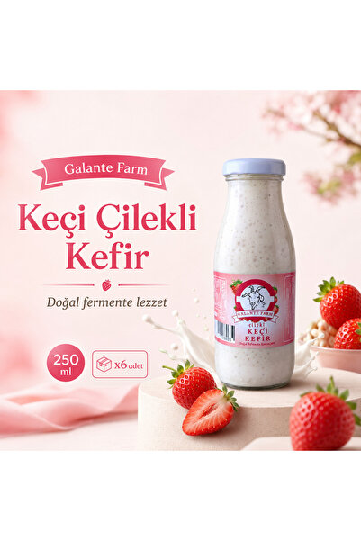 GALANTE FARM Keçi Çilekli Kefir 250 ml x6 Adet